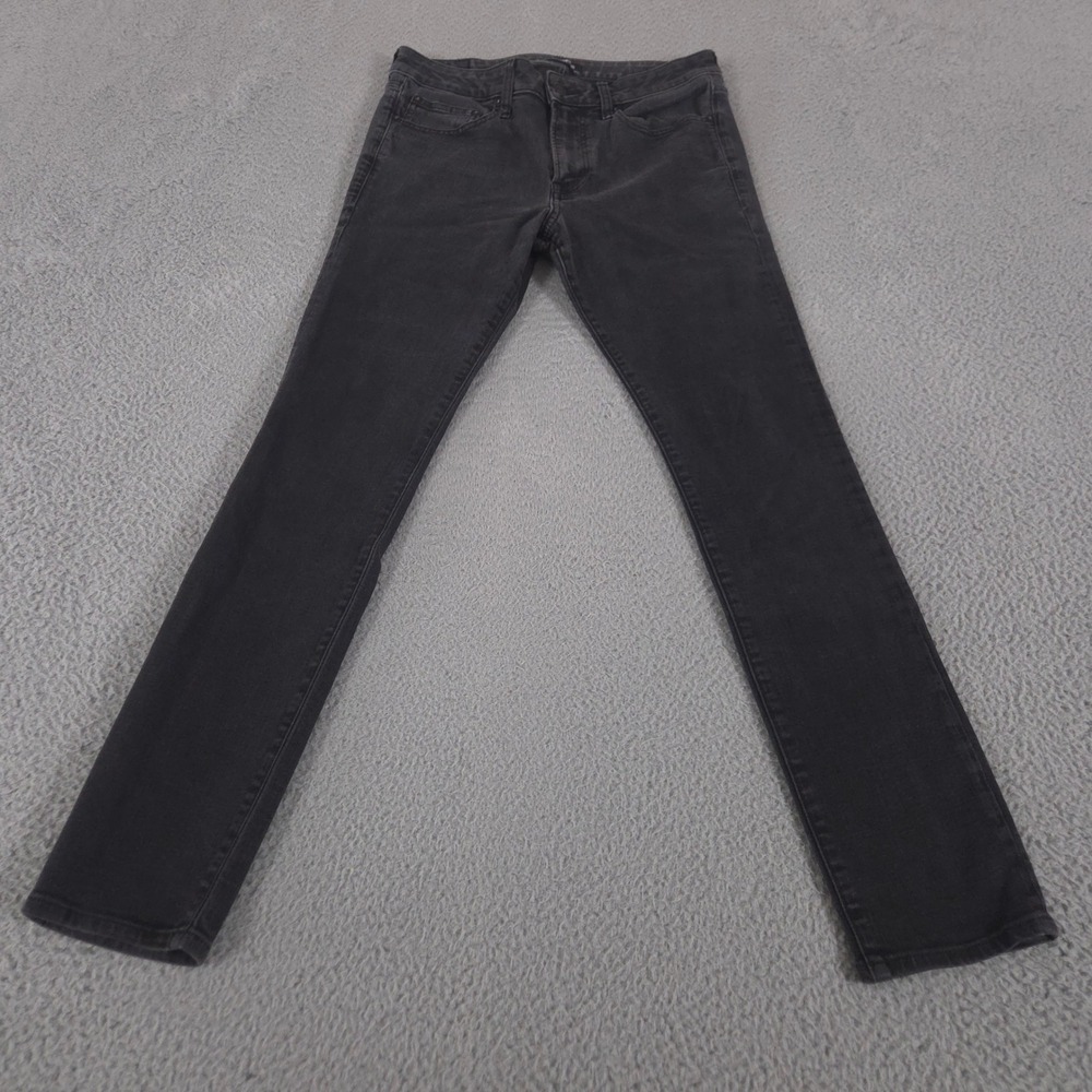 Express Jeans Mens 30x32 Black Skinny Faded Denim Five Pocket Tapered Leg
